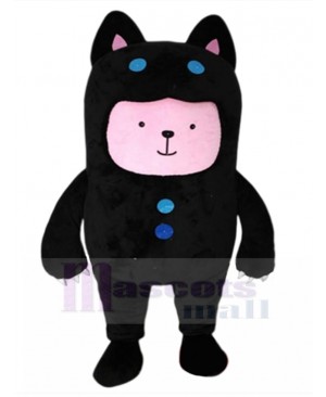 Pink Cat Mascot Costume with Black Neko Suit Animal