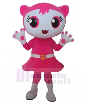 Big Eyes Pink Cartoon Cat Mascot Costume Animal