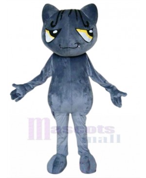 Joking Grey Cat Mascot Costume with Yellow Eyes Animal