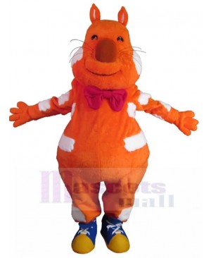 Delighted Orange Cat Mascot Costume with Bow Tie Animal