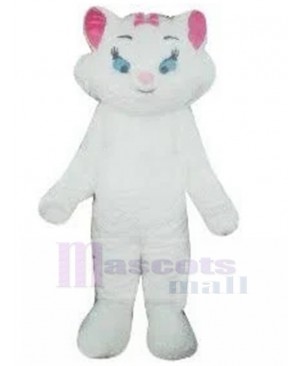 White Cat Mascot Costume with Blue Eyes Animal