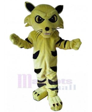 Yellow Wildcat Mascot Costume with Black Stripe Animal