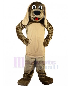 Observant Khaki Dog Mascot Costume with Long Ears Animal
