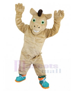 Grinning Khaki Horse Mascot Costume Animal