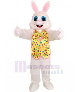 Easter Rabbit Bunny Rabbit Mascot Costume in Yellow Vest Adult Size Fancy Dress