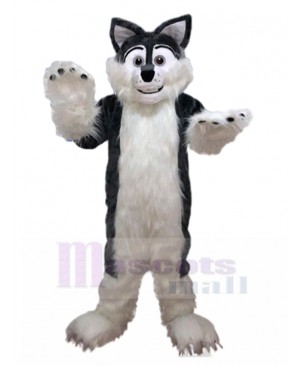 Plush Black-and-white Wolf Mascot Costume Animal