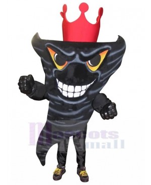 Vicious Black Tornado Mascot Costume with Big Red Crown