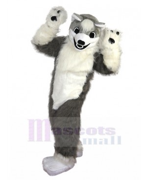 Furry Grey and White Wolf Husky Dog Mascot Costume Animal