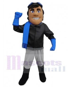 Aviator with Blue Scarf Mascot Costume People