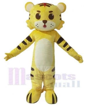 Yellow Tiger Mascot Costume Animal with Black Stripes