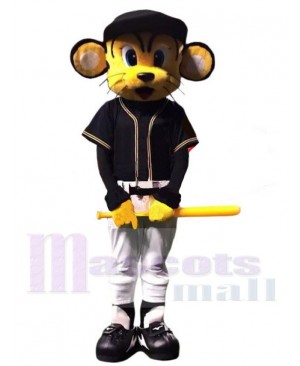 Baseball Tiger Mascot Costume Animal with Black Hat