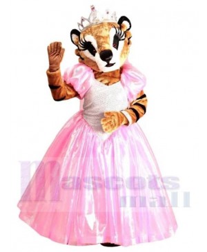 Beautiful Tiger Mascot Costume Animal in Pink Dress