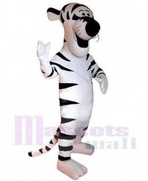 White and Black Tiger Mascot Costume Cartoon