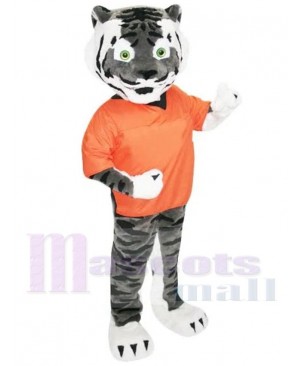 Grey Sport Tiger Mascot Costume Animal