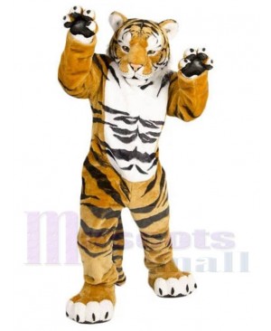 Brown Power Tiger Mascot Costume Animal with Black Stripes
