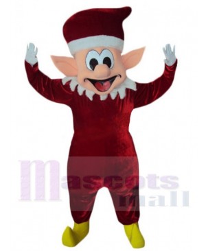 Cute Red Christmas Elf Mascot Costume Cartoon