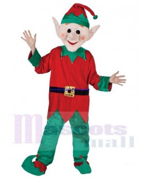 Red and Green Elf Mascot Costume Cartoon