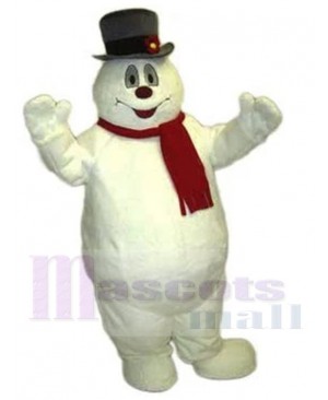 Happy Belly Billowing Snowman Mascot Costume Cartoon