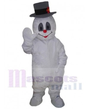 Snowman Yeti Mascot Costume Cartoon with Grey Hat