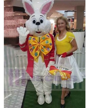 Wendell Rabbit Mascot Costume Animal in Red Tailcoat