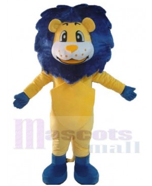 Yellow Lion Mascot Costume Animal with Blue Mane