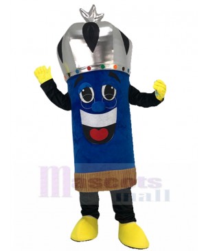 Dark Blue Scroll Mascot Costume with Silver Crown Cartoon