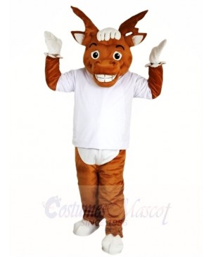 Cute White Shirt Elk Wapiti Moose Mascot Costumes Animal