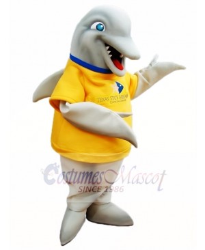 Cute Grey Dolphin with Yellow Shirt Mascot Costumes