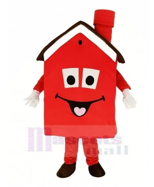Red Housing House Mascot Costume Cartoon