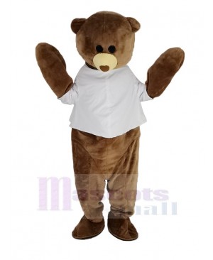 Cute Brown Bear with White Vest Mascot Costume
