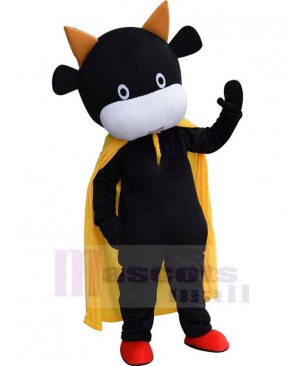 High Quality Cow with Yellow Cape Mascot Costume Animal