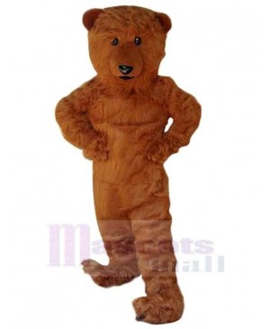 Long Fur Brown Bear Mascot Costume For Adults Mascot Heads