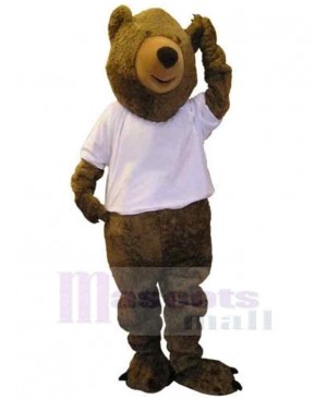 Bear in White Clothes Mascot Costume For Adults Mascot Heads