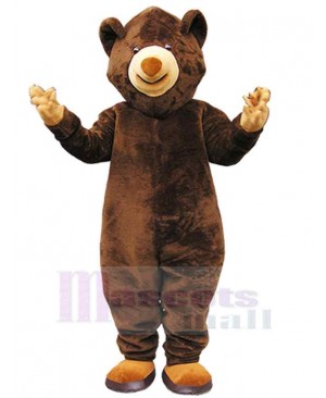 Friendly Plush Brown Bear Mascot Costume For Adults Mascot Heads