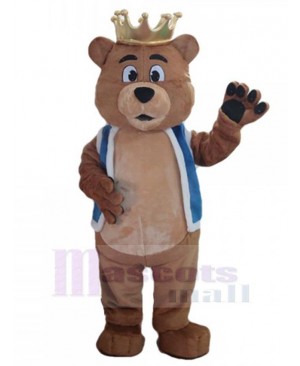 Furry Brown Crown Bear Mascot Costume For Adults Mascot Heads