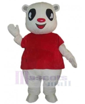 Red Nose White Bear Mascot Costume For Adults Mascot Heads