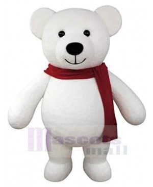 Lovely White Teddy Bear Mascot Costume Animal