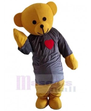 Bear in Grey Shirt Mascot Costume Animal