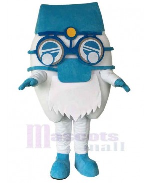 Blue and White Tooth Mascot Costume