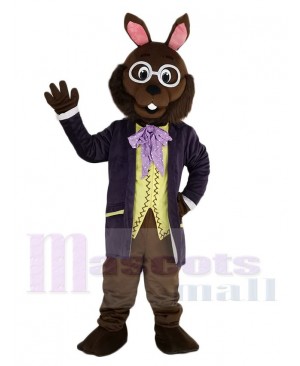 Mr.Bunny Rabbit in Purple Tuxedo Mascot Costume Animal