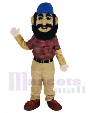 Lumberjack with Blue Hat Mascot Costume People	