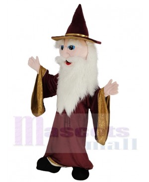 Maroon Merlin Wizard Mascot Costume People	