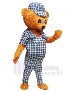 Bear in Plaid Suit Mascot Costume Animal
