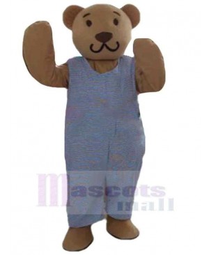 Bear in Striped Jumpsuit Mascot Costume Animal