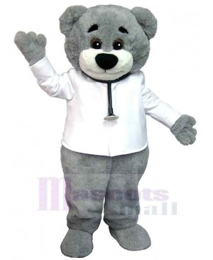 Grey Doctor Bear Mascot Costume Animal