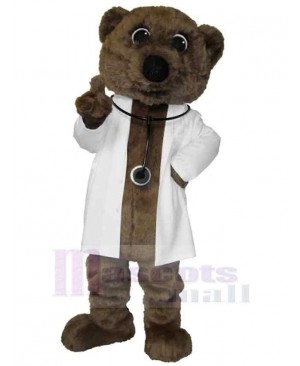 Brown Doctor Bear Mascot Costume Animal