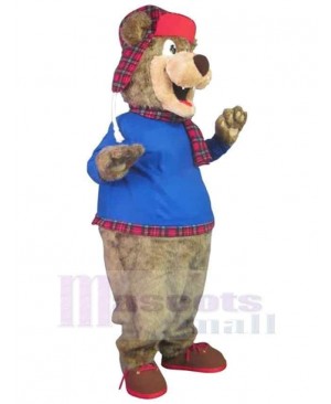 Bear in Blue Clothes Mascot Costume Animal