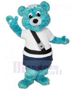 Well-behaved Blue Bear Mascot Costume Animal