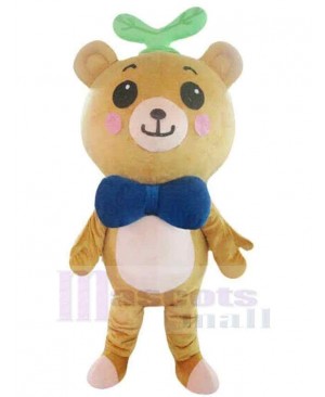 Bear with Blue Bow Tie Mascot Costume Animal