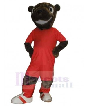 Bear in Red Clothes Mascot Costume Animal